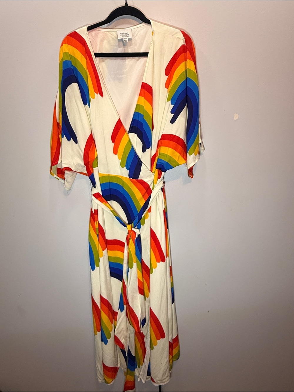 Unique Vintage Rainbow Wrap Dress